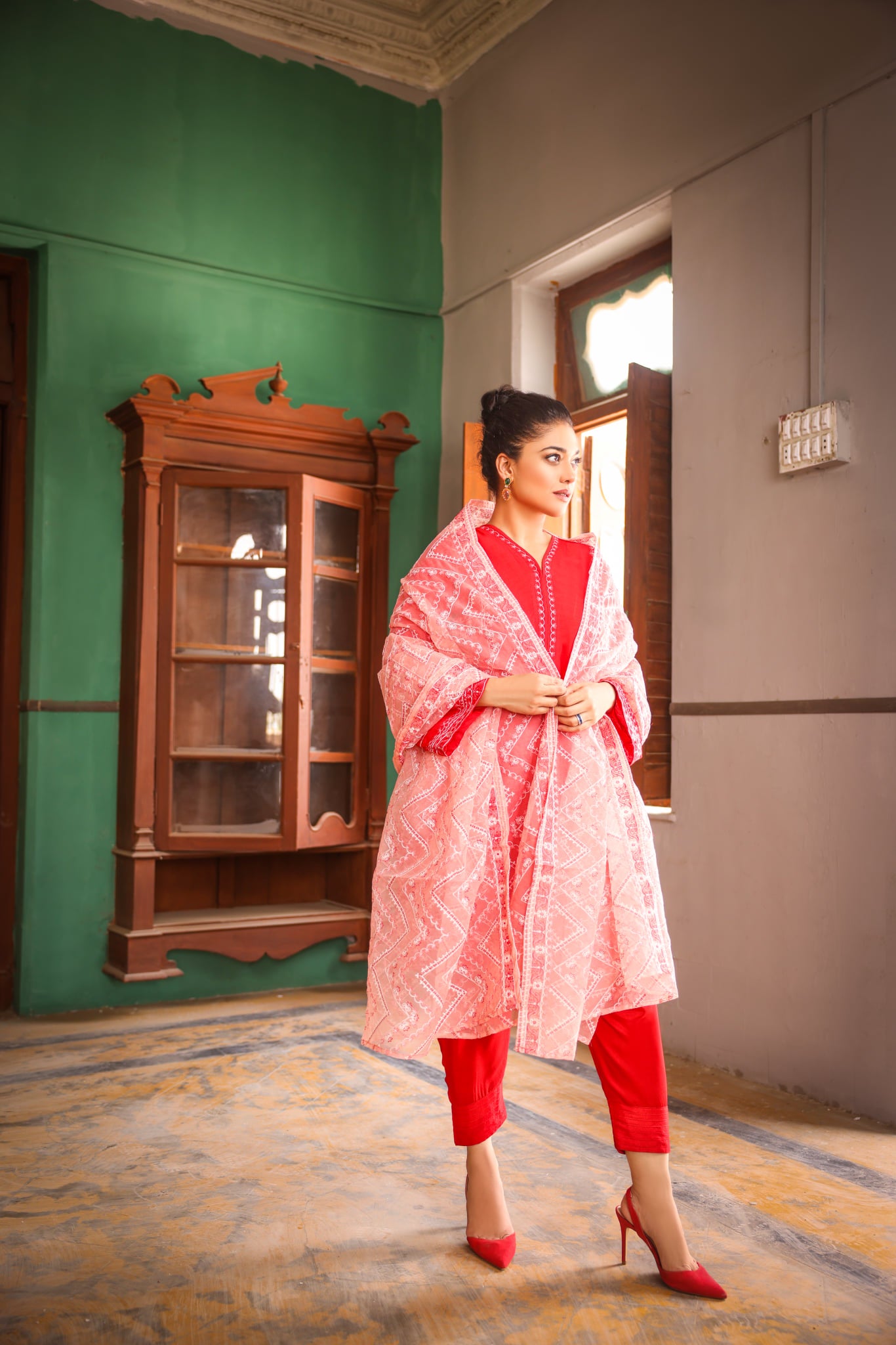 RED COTTON SILK - EMB 206