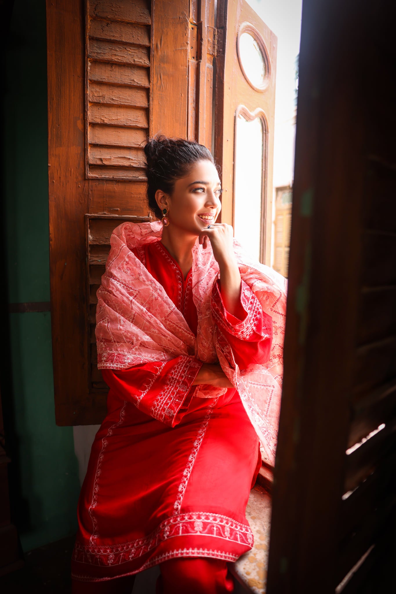 RED COTTON SILK - EMB 206