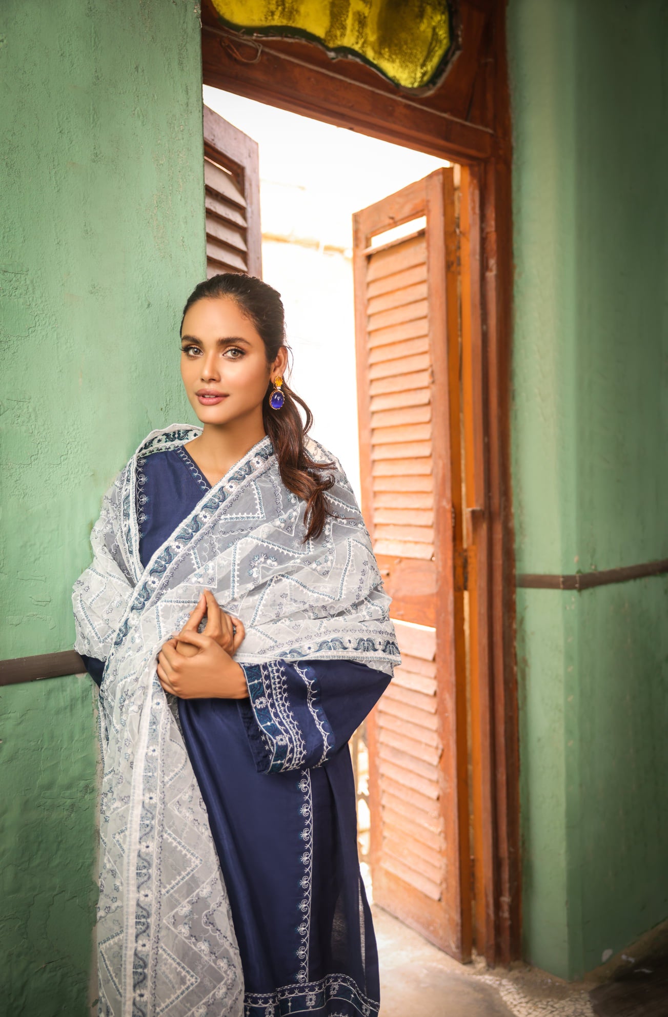 BLUE COTTON SILK - EMB 207