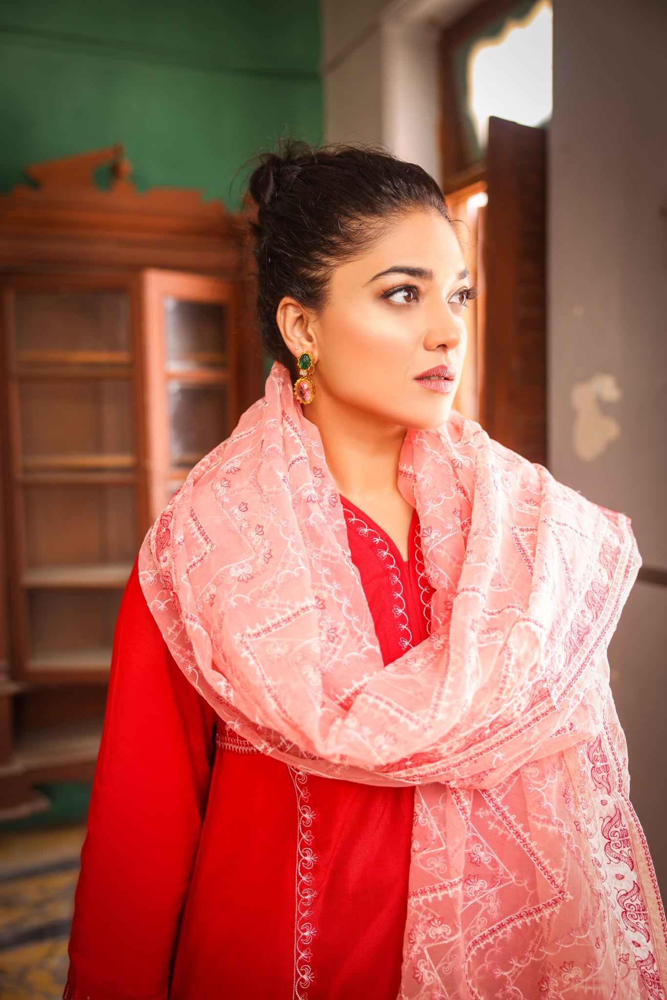 RED COTTON SILK - EMB 206