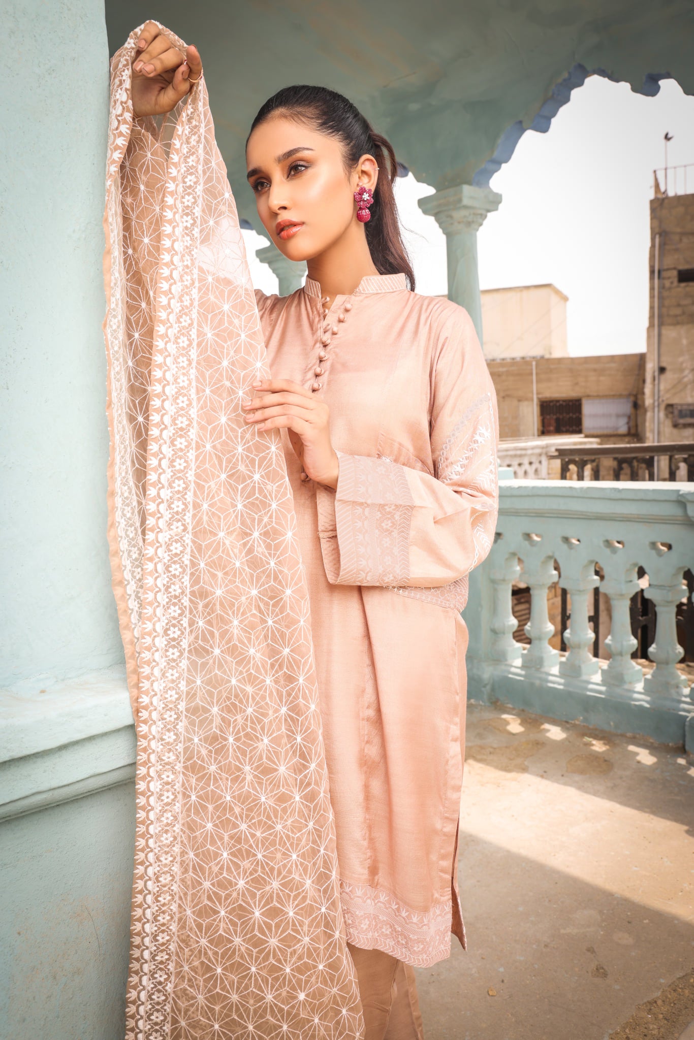 BEIGE COTTON SILK - EMB 204