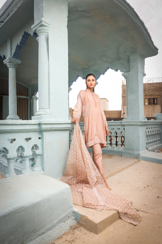 BEIGE COTTON SILK - EMB 204