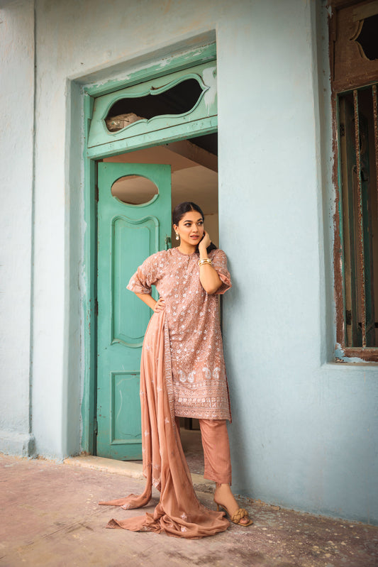 BEIGE CHIFFON - EMB 194